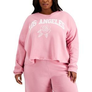 Grayson Threads Black Womens Trendy Plus Size La Drop-Shoulder Sweatshirt 2X